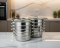 Professional 5-tier Steamer Pan - Stainless Steel (32cm/34cm/36cm/38cm)