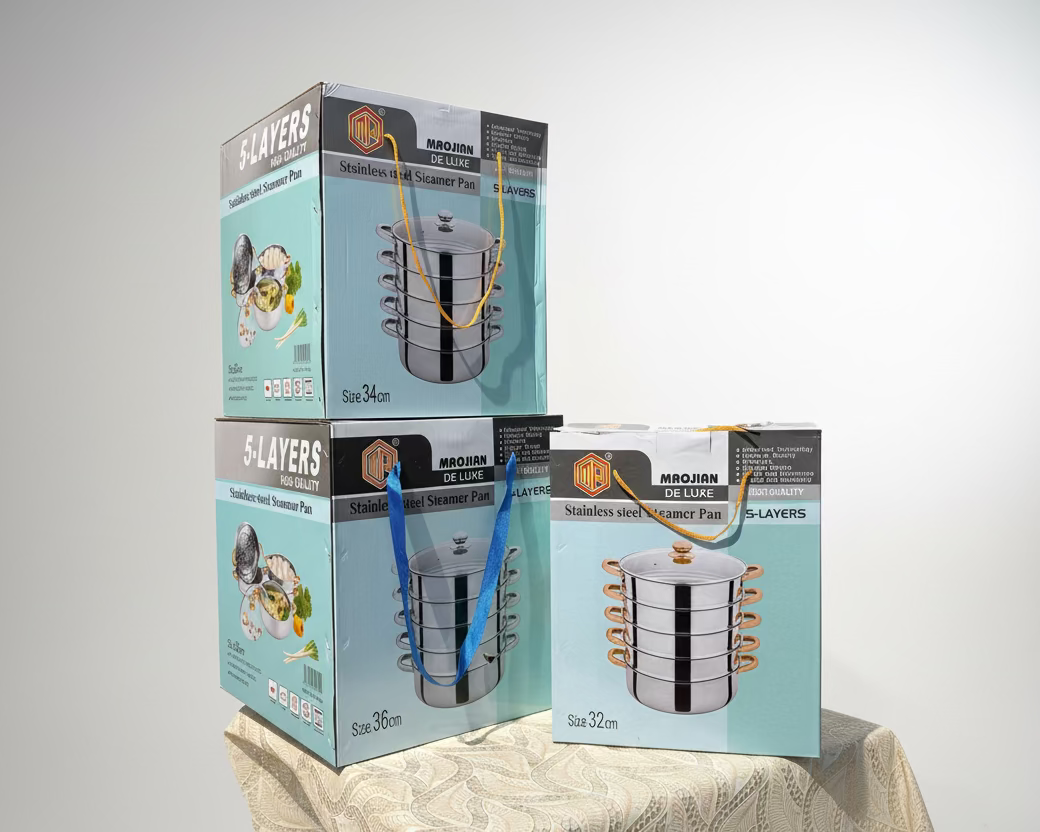 Professional 5-tier Steamer Pan - Stainless Steel (32cm/34cm/36cm/38cm)