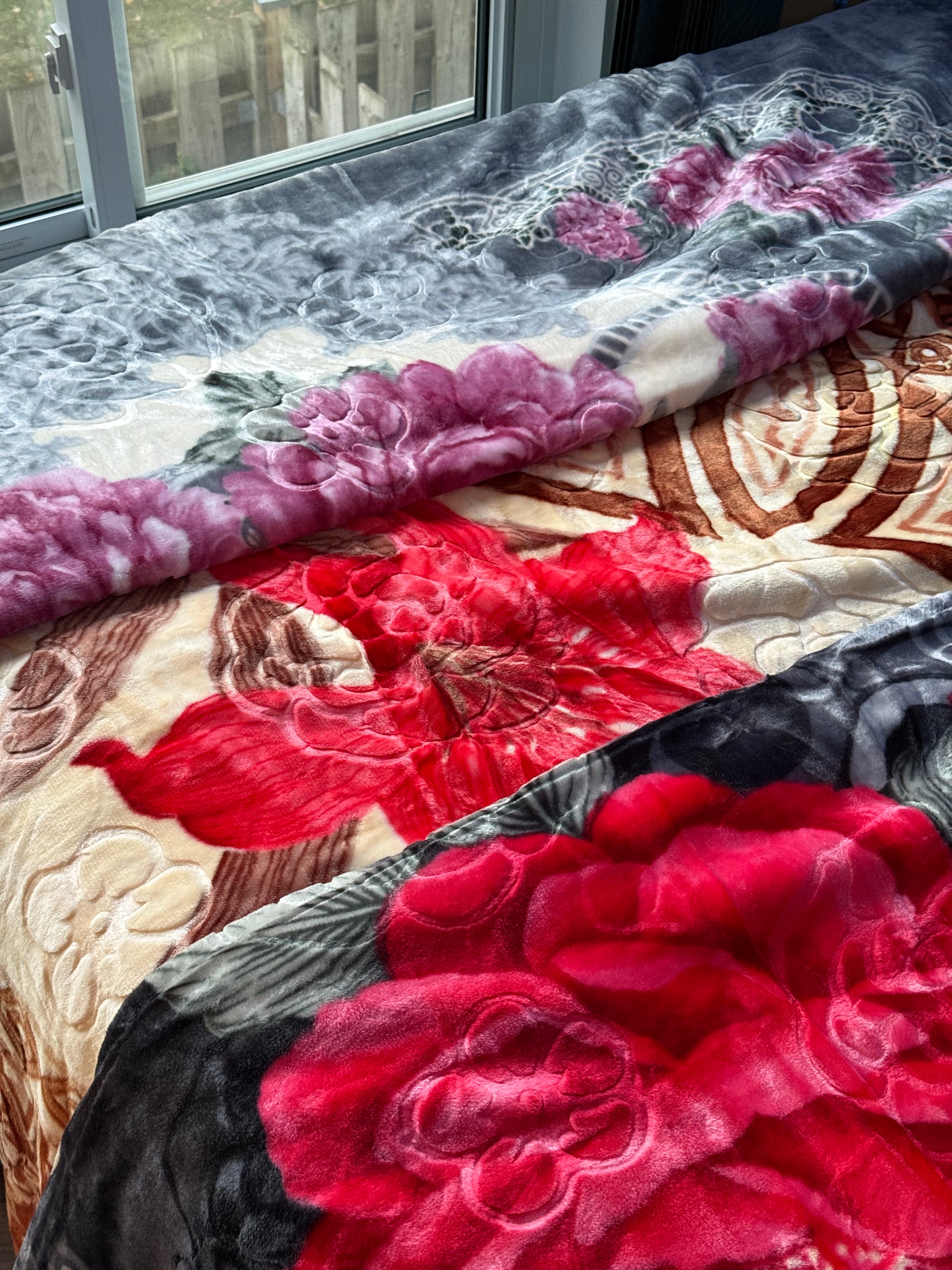 Royal Plush Heavyweight Mink Blanket - Floral Series (Queen/King Fit)